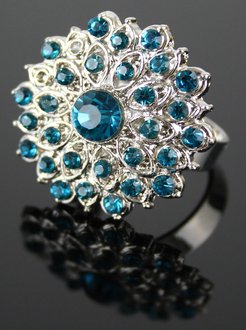 LSR0021-Teal Crystal Cluster Ring