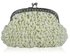 LSE00118- Ivory Sparkly Crystal Satin Clutch purse