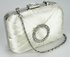 LSE0071 - Ivory Gorgeous Satin Rouched Brooch Hard Case Ivory Evening Bag