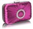 LSE0071 - Purple Gorgeous Satin Rouched Brooch Hard Case Purple Evening Bag
