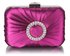 LSE0071 - Purple Gorgeous Satin Rouched Brooch Hard Case Purple Evening Bag