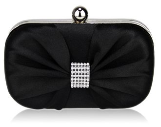 LSE00112-Black Satin Clutch purse