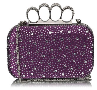 LSE00119- Purple Women's Knuckle Rings Evening Bag
