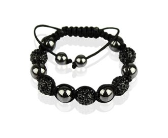 LSB009-Black Shamballa Bracelet Crystal-Disco Ball Friendship Bead