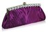 LSE00127 - Purple Ruched Satin Clutch With Crystal Decoration