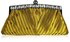 LSE00127 - Gold Ruched Satin Clutch With Crystal Decoration