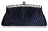 LSE00127 - Navy Ruched Satin Clutch With Crystal Decoration