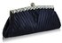 LSE00127 - Navy Ruched Satin Clutch With Crystal Decoration
