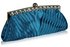 LSE00127 - Royal Blue Ruched Satin Clutch With Crystal Decoration