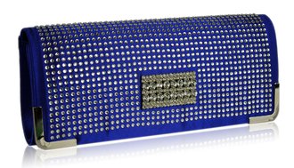 LSE00130 - Blue Evening Clutch With Crystal Decoration