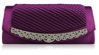 LSE00131 - Gorgeous Purple Crystal Clutch Evening Bag