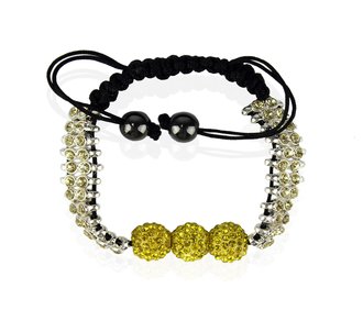 LSB0015-Yellow Shamballa Bracelet Crystal-Disco Ball Friendship Bead