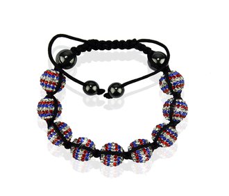 LSB0017-Union Jack Shamballa Bracelet Crystal-Disco Ball Friendship Bead