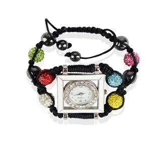 LSB0020-Multi colour Crystal Shamballa Watch Bracelets ( Decorative watch)