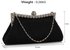 LSE00139- Black Sparkly Crystal Satin Clutch purse