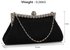 LSE00139- Black Sparkly Crystal Satin Clutch purse