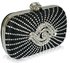 LSE00136-Black Satin Clutch Bag With Crystal-Encrusted Skull Clasp