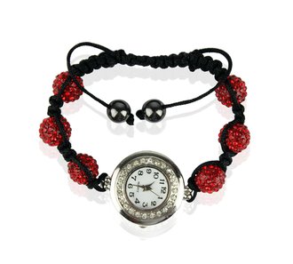 LSB0018- Red Shamballa Watch Bracelets ( Decorative watch)