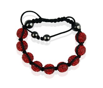 LSB0017-Red Shamballa Bracelet Crystal-Disco Ball Friendship Bead