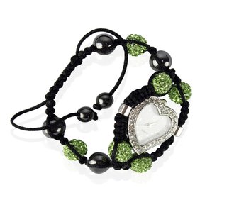 LSB0019-Green Crystal Shamballa Watch Bracelets ( Decorative watch)