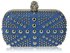 LSE00135-Wholesale & B2B Blue Studded Clutch Bag With Crystal-Encrusted Skull Clasp Supplier & Manufacturer
