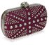 LSE00135-Wholesale & B2B Purple Studded Clutch Bag With Crystal-Encrusted Skull Clasp Supplier & Manufacturer