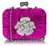 LSE00137 - Gorgeous Satin Rouched Brooch Hard Case Purple Evening Bag