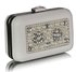 LSE00148 - White Beaded Box Clutch Bag With Crystal Decoration