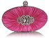 LSE0093 - Gorgeous Pink Crystal Satin Rouched Hard Case Evening Bag