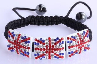 LSB0023-Union Jack Crystal  Bracelet