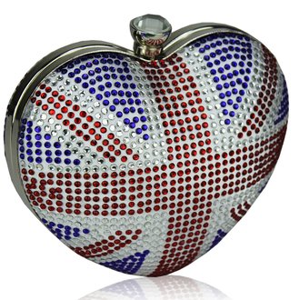 LSE00152 - Wholesale & B2B Union Jack Diamante Hardcase Heart Clutch Bag Supplier & Manufacturer