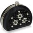 LSE00153 - Black Beaded Pearl Rhinestone Clutch Bag