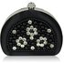 LSE00153 - Black Beaded Pearl Rhinestone Clutch Bag