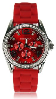 LSW002-Red Women's Diamante Watch