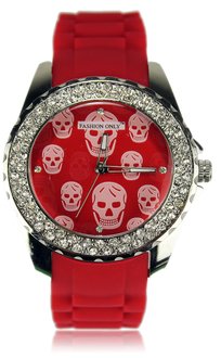 LSW003-Wholesale & B2B Red Womens Skull Diamante Watch Supplier & Manufacturer