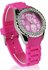 LSW003-Wholesale & B2B Fuchsia Womens Skull Diamante Watch Supplier & Manufacturer