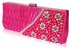 LSE00161-Pink Satin Beaded Clutch Bag With Crystal Decoration