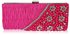 LSE00161-Pink Satin Beaded Clutch Bag With Crystal Decoration