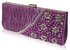 LSE00161-Purple Satin Beaded Clutch Bag With Crystal Decoration