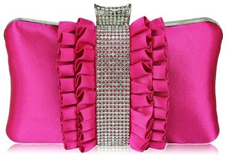 LSE00164 - Gorgeous Pink Crystal Strip Clutch Evening Bag