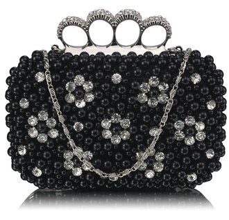 LSE00158- Wholesale & B2B Black Women's Knuckle Rings Clutch With Crystal Decoration Supplier & Manufacturer