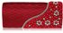 LSE00160-Red Satin Beaded Clutch Bag With Crystal Decoration