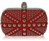 LSE00135-Wholesale & B2B Red Studded Clutch Bag With Crystal-Encrusted Skull Clasp Supplier & Manufacturer