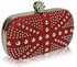 LSE00135-Wholesale & B2B Red Studded Clutch Bag With Crystal-Encrusted Skull Clasp Supplier & Manufacturer