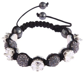 LSB0031-Crown Grey Crystal Disco Ball Bead Bracelet