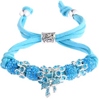 LSB0034- Teal Crystal Bracelet With Butterfly Charm