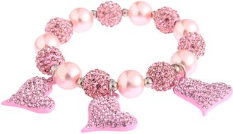 LSB0041- Wholesale & B2B Pink Crystal Bracelet With Heart Charms Supplier & Manufacturer