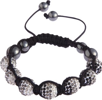 LSB0048- Black Shamballa Bracelet Crystal-Disco Ball Friendship Bead