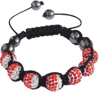 LSB0048- Red Shamballa Bracelet Crystal-Disco Ball Friendship Bead