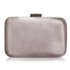 Grey Crystal Satin Rouched Brooch Hard Case Evening Bag